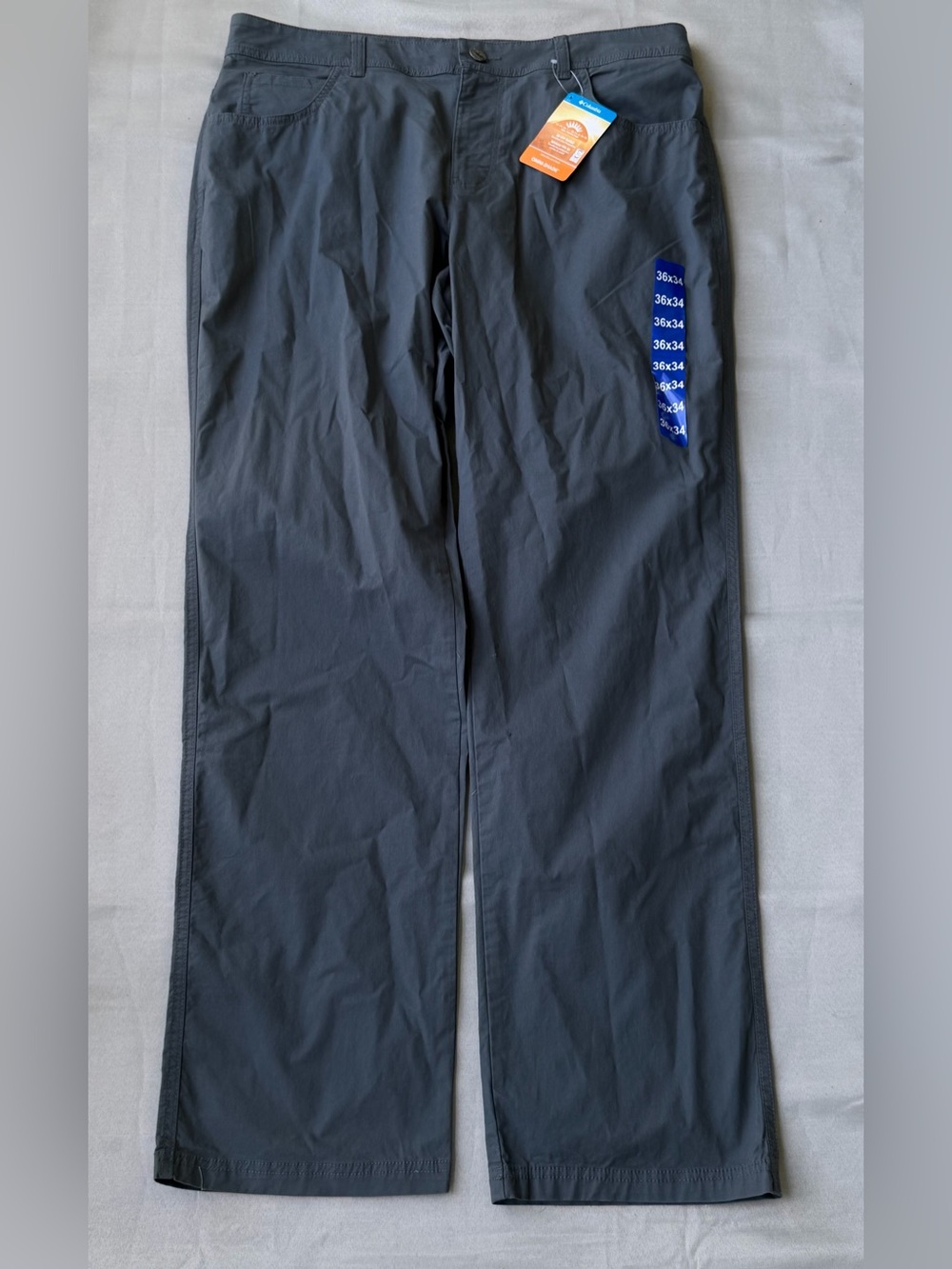 Columbia Rapid River Pants Mens 36x34 Gray Regular Fit Omni-Shade UPF 50 Hiking